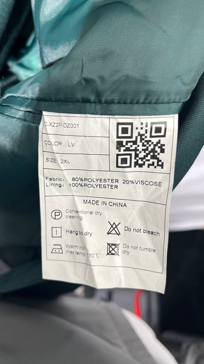 Men's Two-Button Slim Fit Suits Tricolor Stretch Fabric 2 Pieces Blazer Pants Suits Business Formal Wear A428LJT902 (as1, Alpha, s, Regular, Short, Light Green, XX-Large, Classic Slim)  Size 2XL