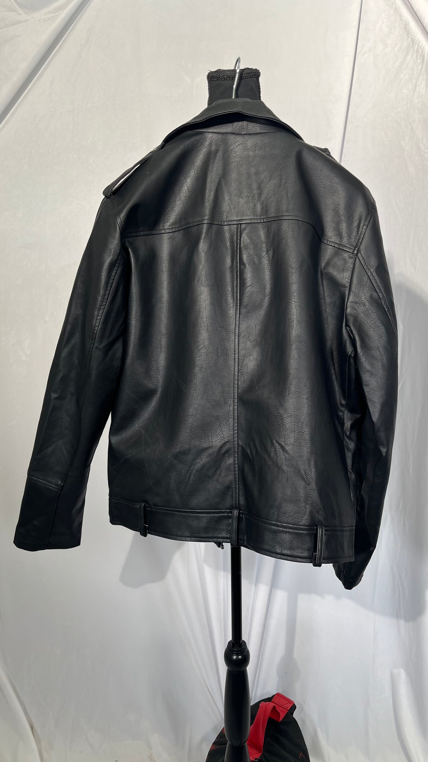Men’s Black Genuine Sheepskin | Shirt Collar Retro Biker Outerwear | Classy Zip-Up Lightweight Leather Jacket Size XL
