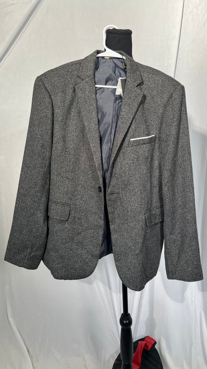 Wangyue Men's Slim Fit Herringbone Tweed Blazer Jacket Casual Sport Coat Bussiness Groomsmen Prom Autumn Jackets Size L