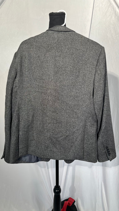 Wangyue Men's Slim Fit Herringbone Tweed Blazer Jacket Casual Sport Coat Bussiness Groomsmen Prom Autumn Jackets Size L