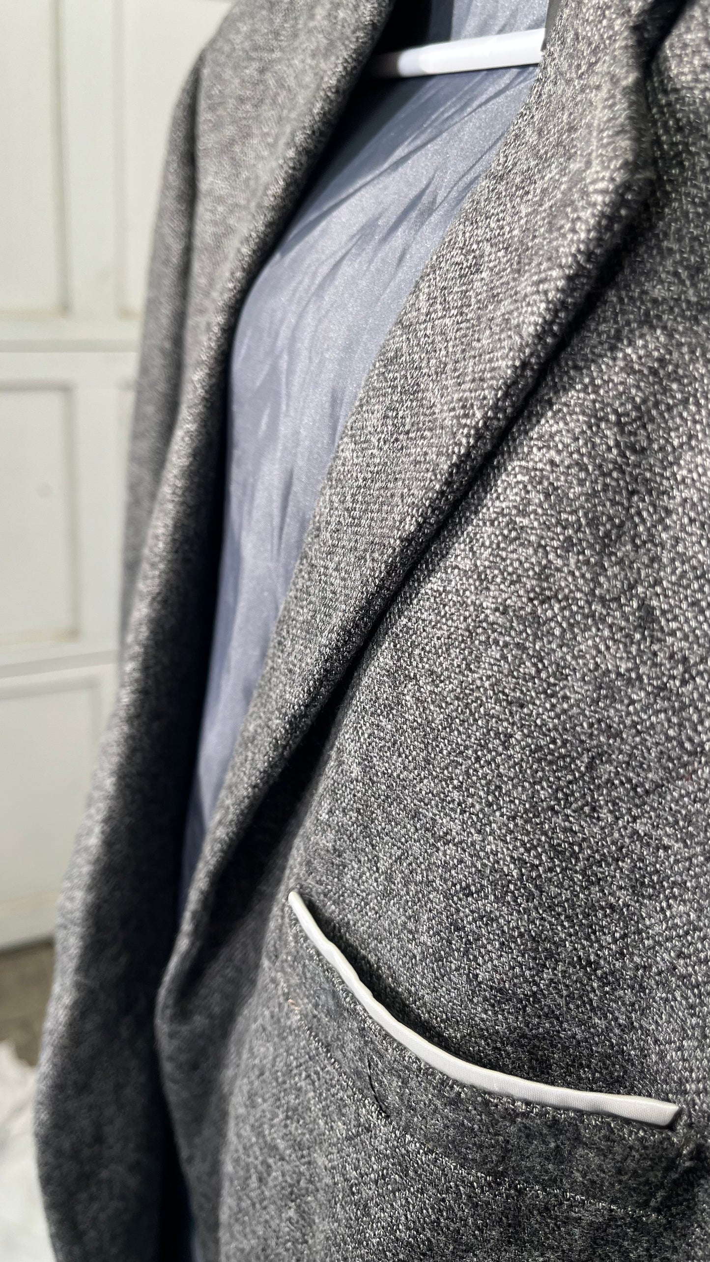 Wangyue Men's Slim Fit Herringbone Tweed Blazer Jacket Casual Sport Coat Bussiness Groomsmen Prom Autumn Jackets Size L