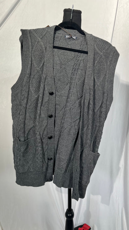 TopTie Mens Sweater Vest Solid Knitted Lightweight Thermal Cardigan  Size XL