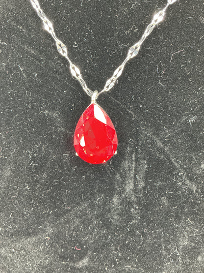 Red Teardrop Pendant Necklace