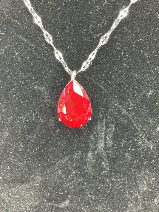 Red Teardrop Pendant Necklace