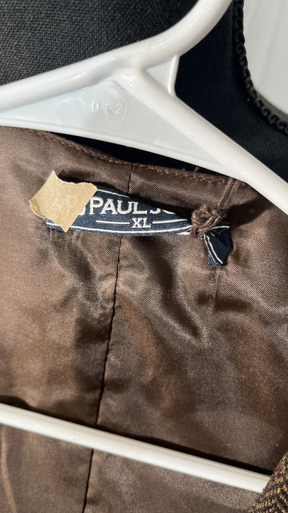 Men's V Neck 5 Buttons Herringbone Formal Casual Suit Vest Wool Tweed Waistcoat Business Coat Top Vest for Wedding Prom Size XL