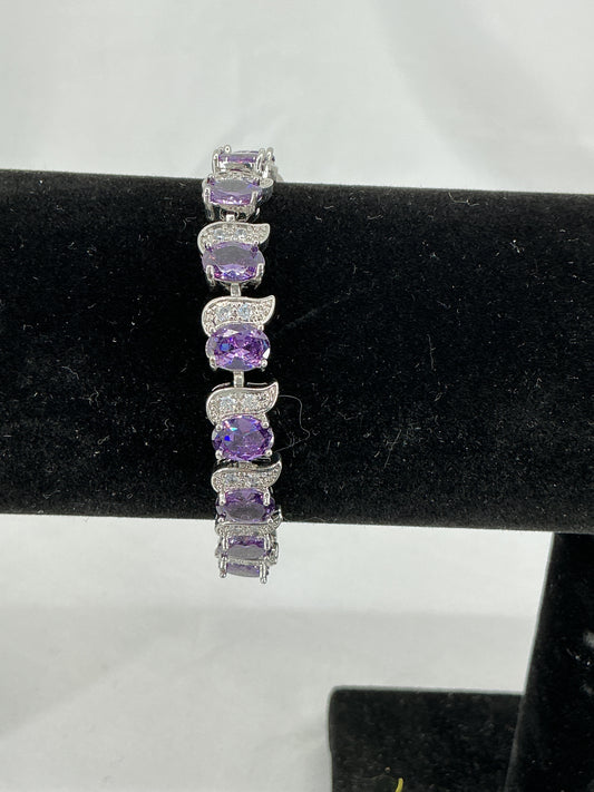 Mystic Lavender Wave Bracelet with Sparkling Pave Accents