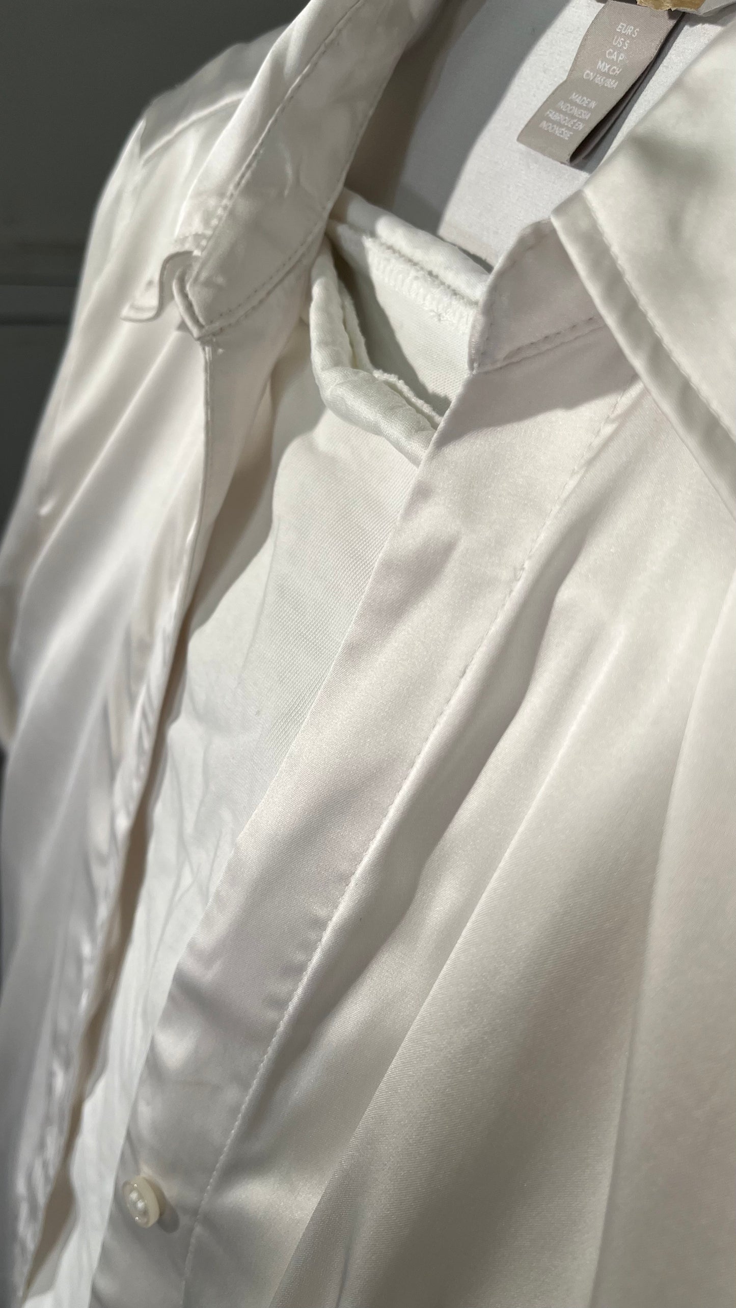 Women Long Sleeve Silk Shirts Ruffled Stand Collar Single Breasted Top Thin Solid Shirts Size S