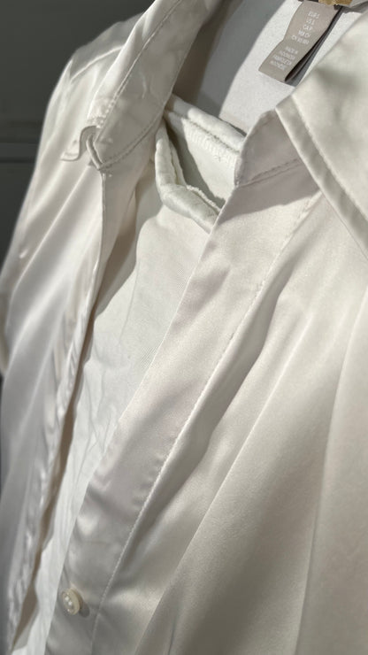 Women Long Sleeve Silk Shirts Ruffled Stand Collar Single Breasted Top Thin Solid Shirts Size S