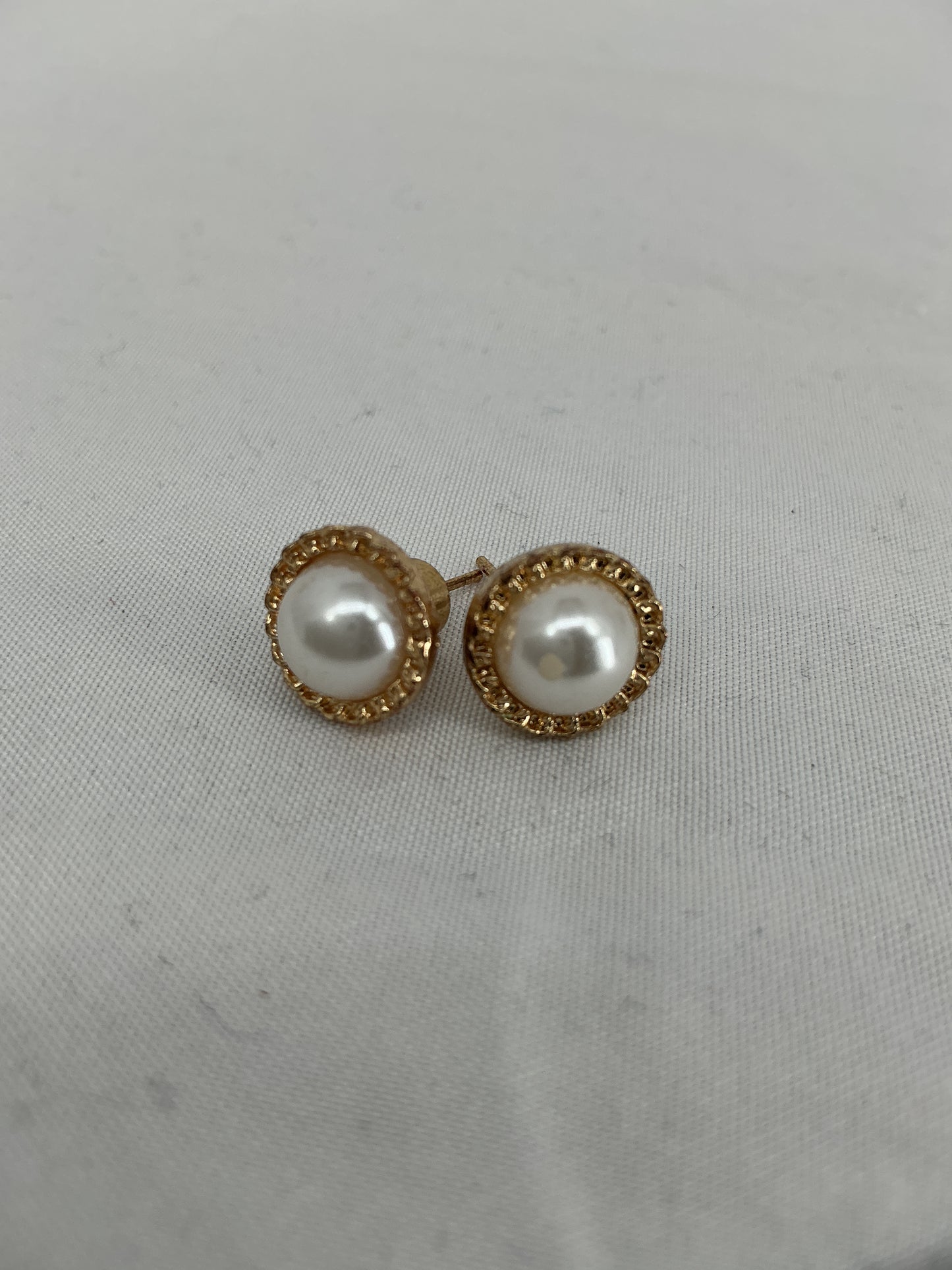 Vintage Gold-Rimmed Pearl Studs