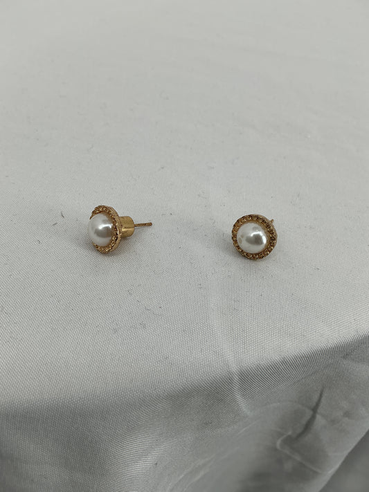 Vintage Gold-Rimmed Pearl Studs