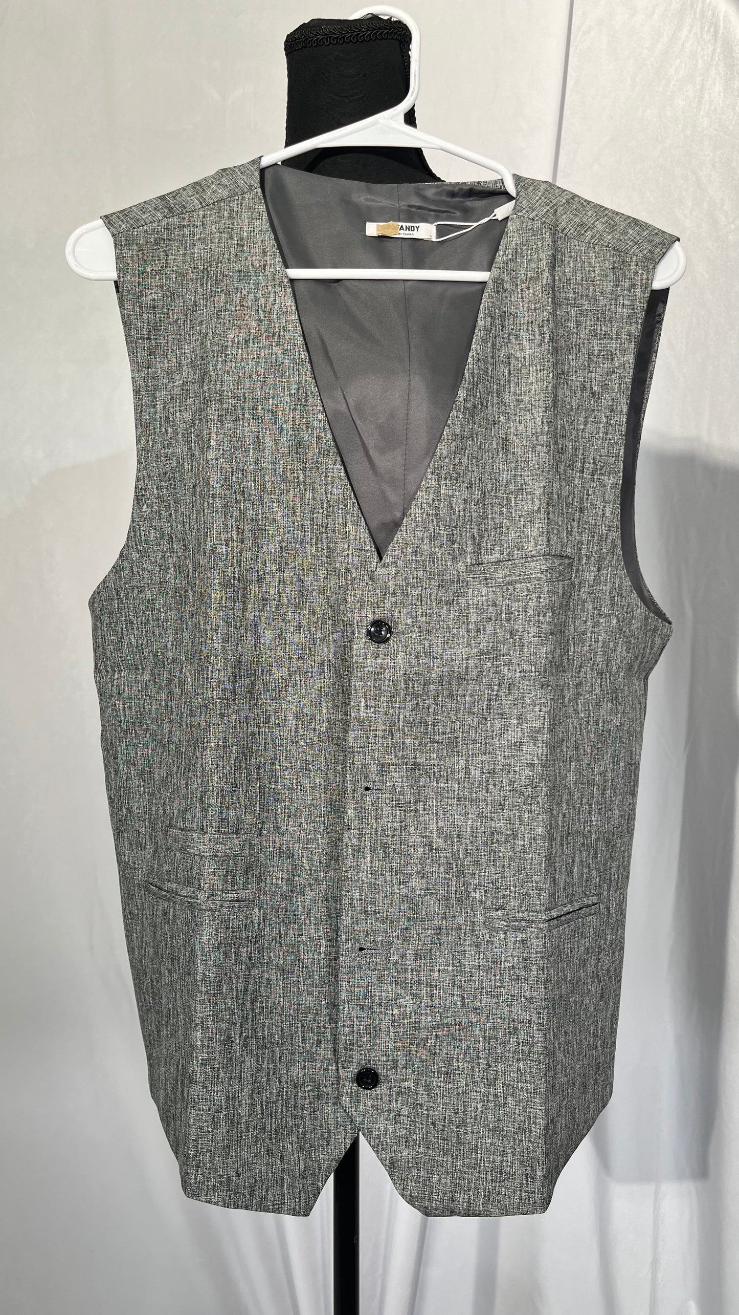 Adhdyuud Mens Suit Vest Wool Herringbone Tweed Business Waistcoat Slim Fit Vests For Groosmen Wedding  Size L