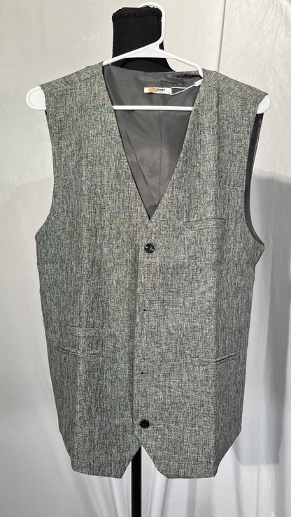 Adhdyuud Mens Suit Vest Wool Herringbone Tweed Business Waistcoat Slim Fit Vests For Groosmen Wedding  Size L