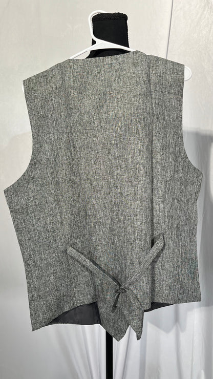 Adhdyuud Mens Suit Vest Wool Herringbone Tweed Business Waistcoat Slim Fit Vests For Groosmen Wedding  Size L