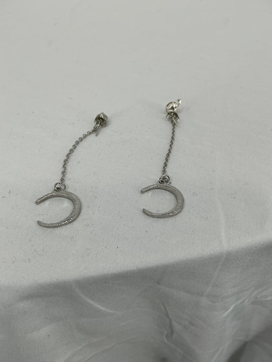 Textured Crescent Moon Drop Earrings