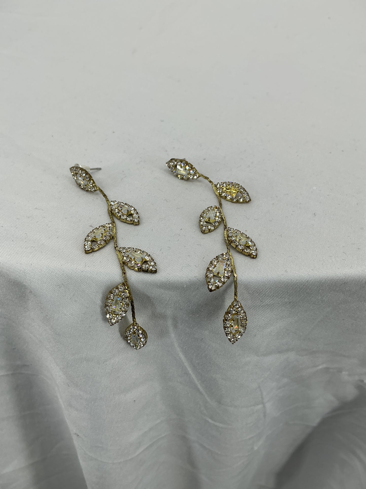 Golden Willow Leaf Dangle Earrings