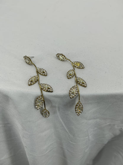 Golden Willow Leaf Dangle Earrings