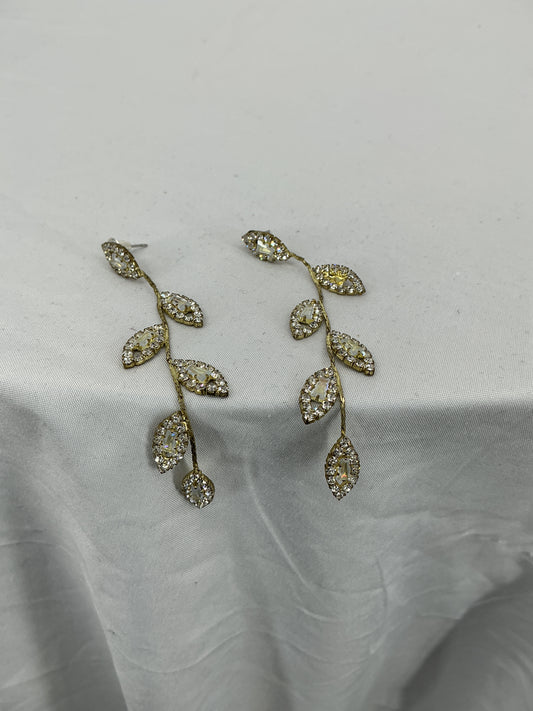 Golden Willow Leaf Dangle Earrings
