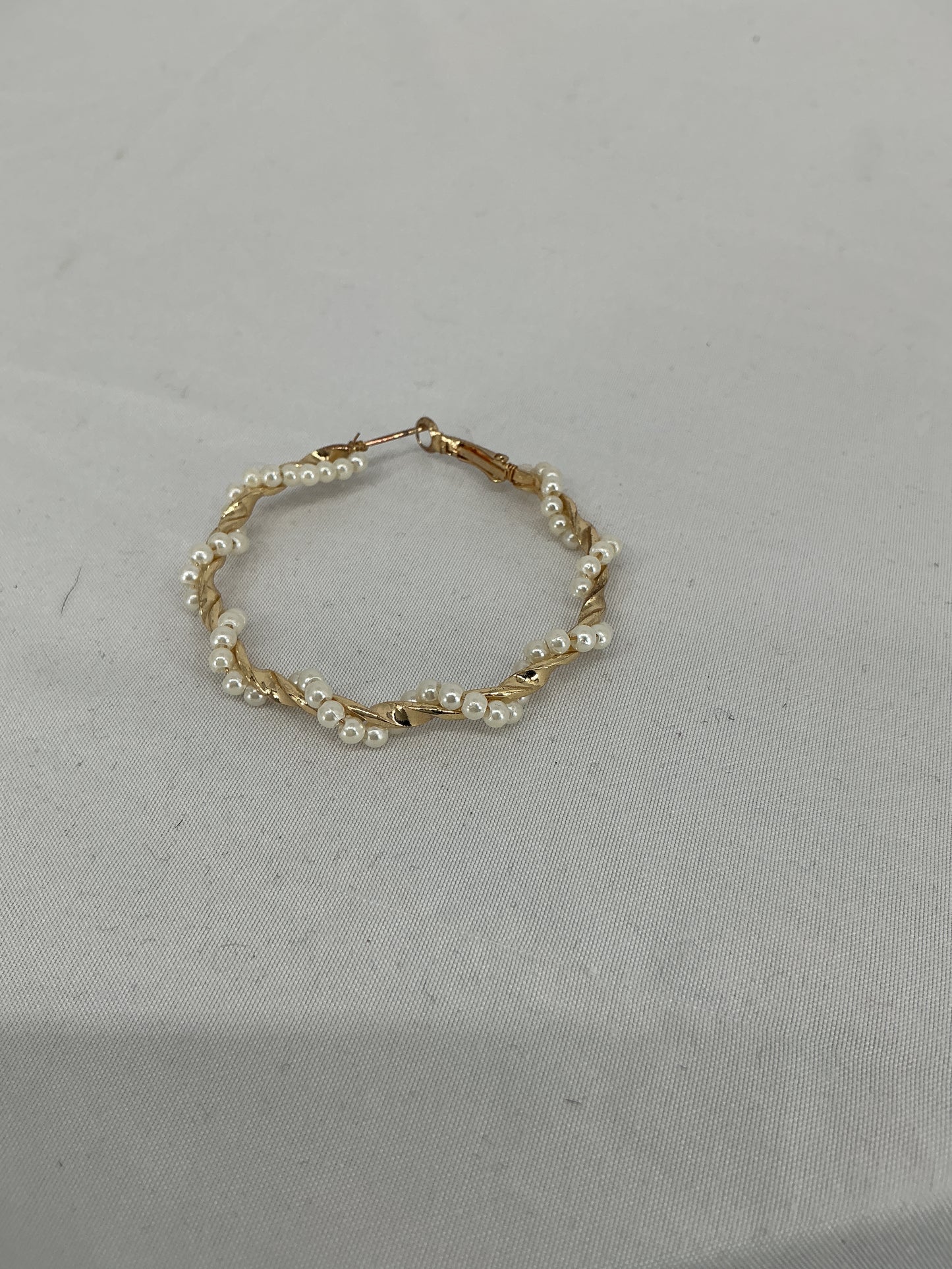 Gilded Rope & Pearl Studded Hoops