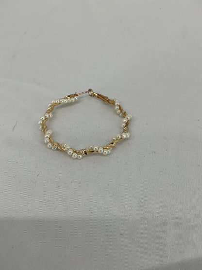 Gilded Rope & Pearl Studded Hoops