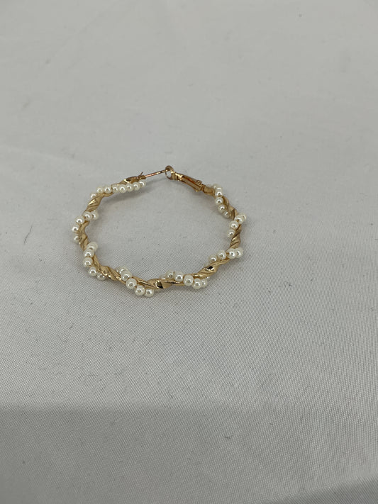 Gilded Rope & Pearl Studded Hoops