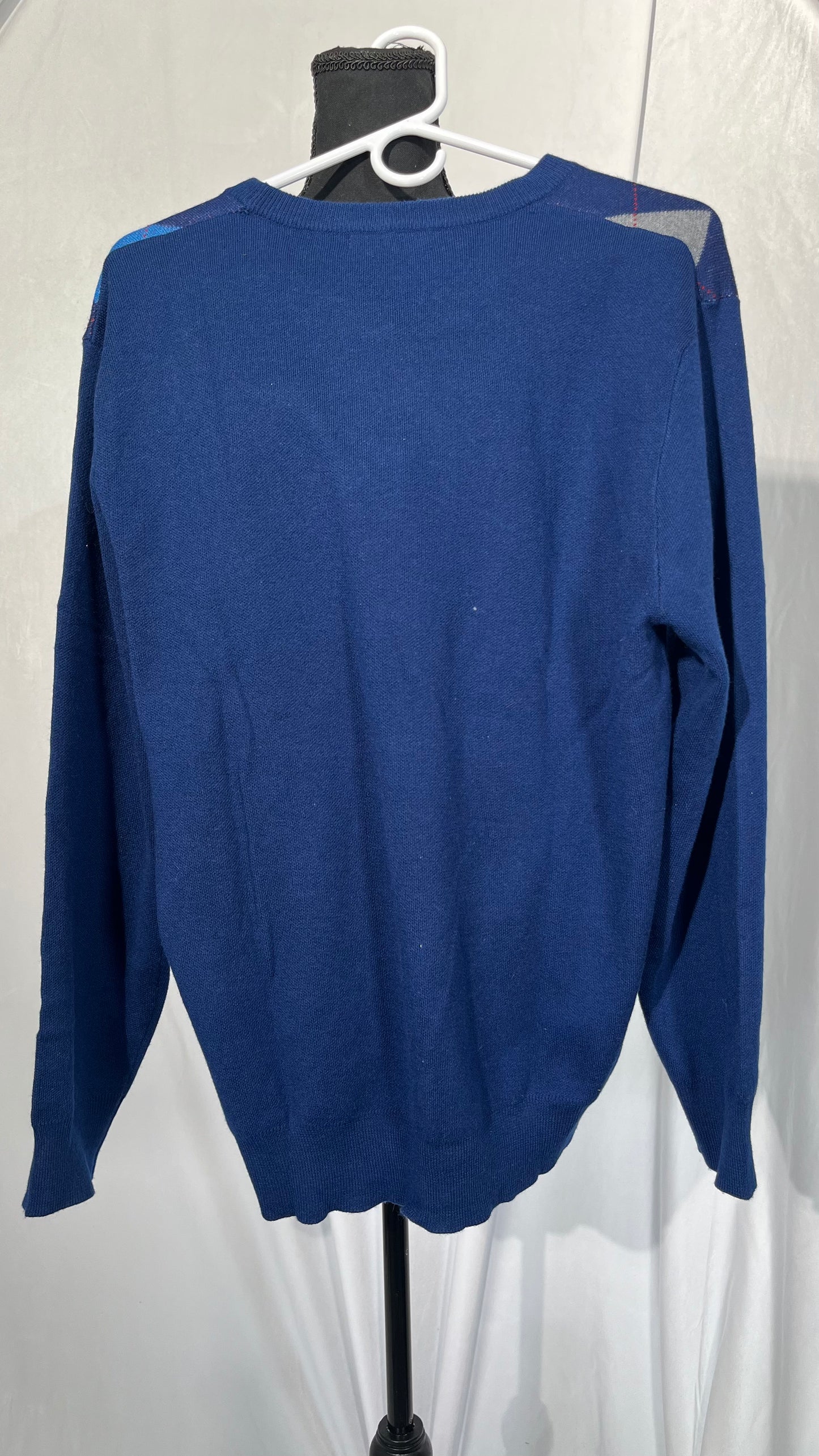 Kallspin Men's Crewneck Argyle Knit Jumpers Wool Blend Long Sleeve Sweater Pullovers Size L