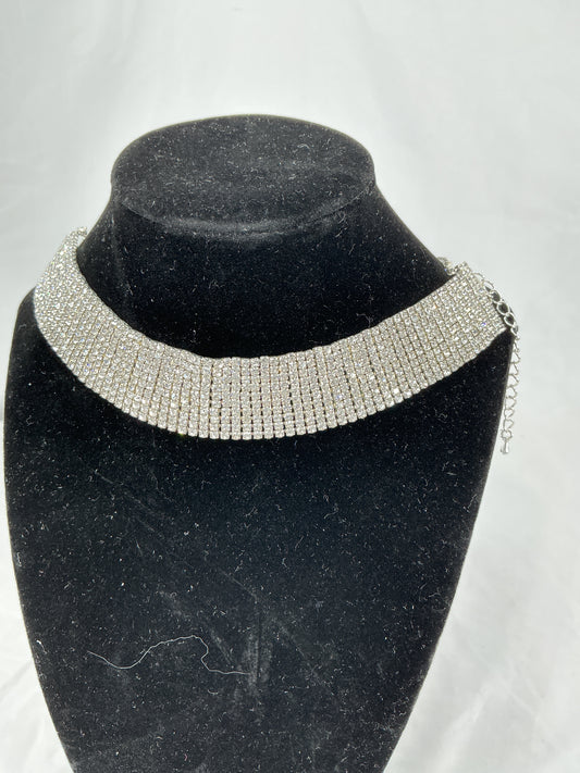 Crystal Cascade Wide Collar Necklace
