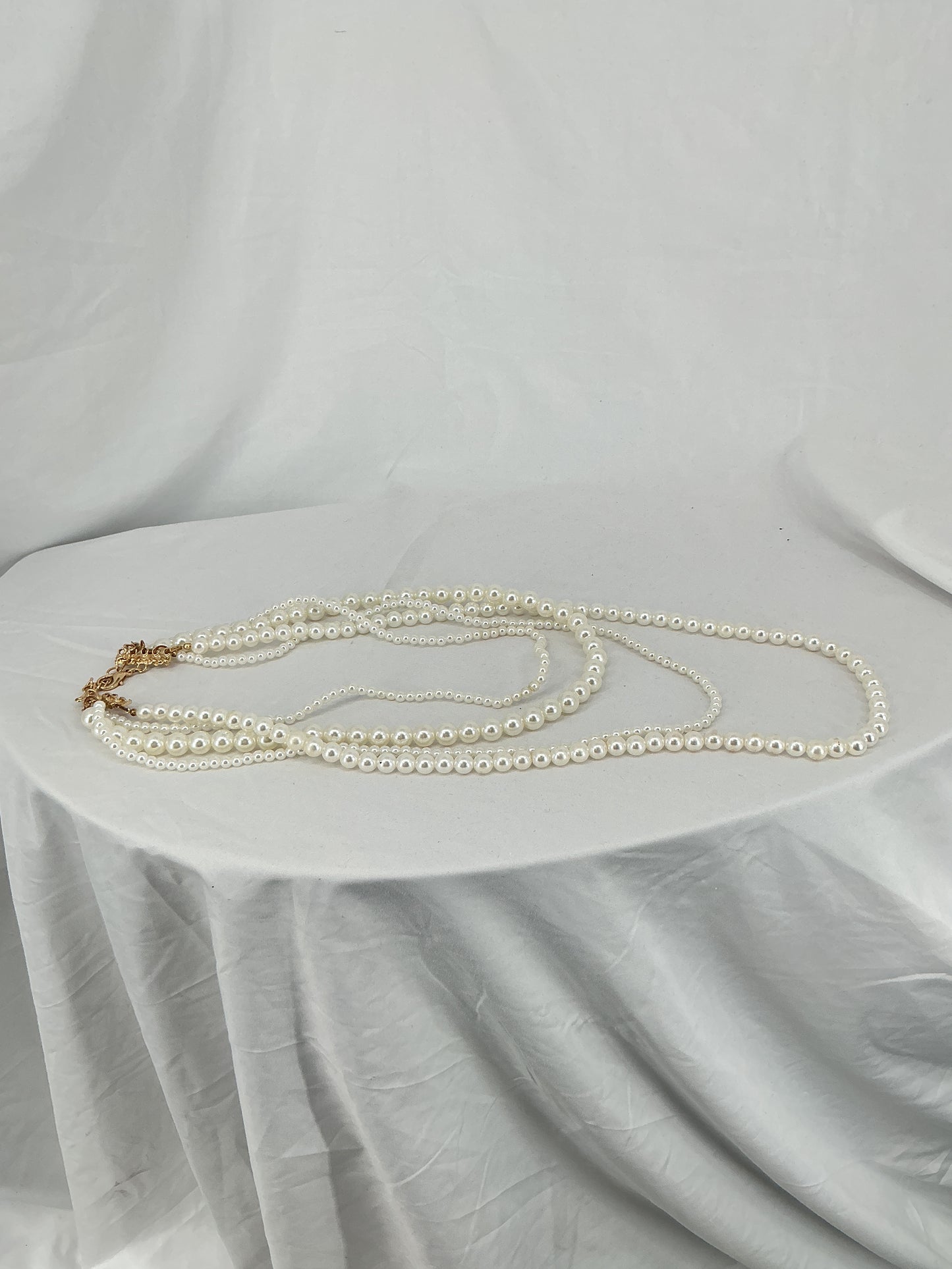 Graceful Ivory Pearl Multi-Tiered Long Chain