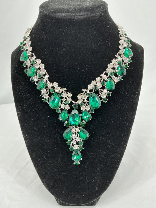 Emerald Empress Floral Cascade Necklace