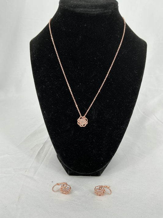 Romantic Petal Dewdrop Pendant & Earrings