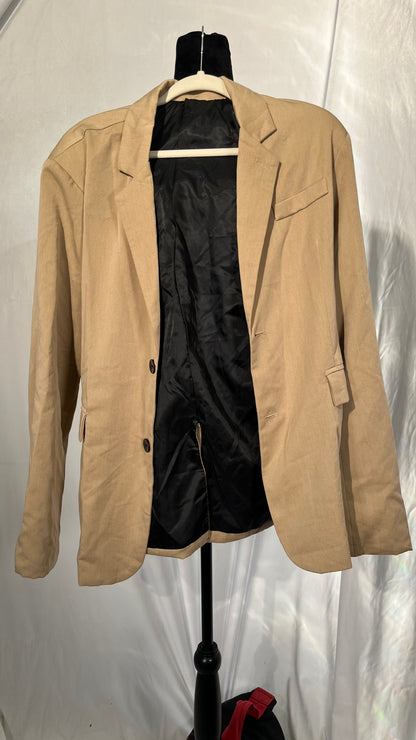 Blazer Men's Suede Fabric Blazer Business Casual Button Up Tops Office Clothing Plus Size Size L