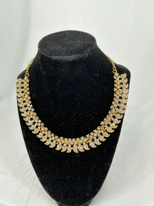 Golden Laurel Pave Statement Collar