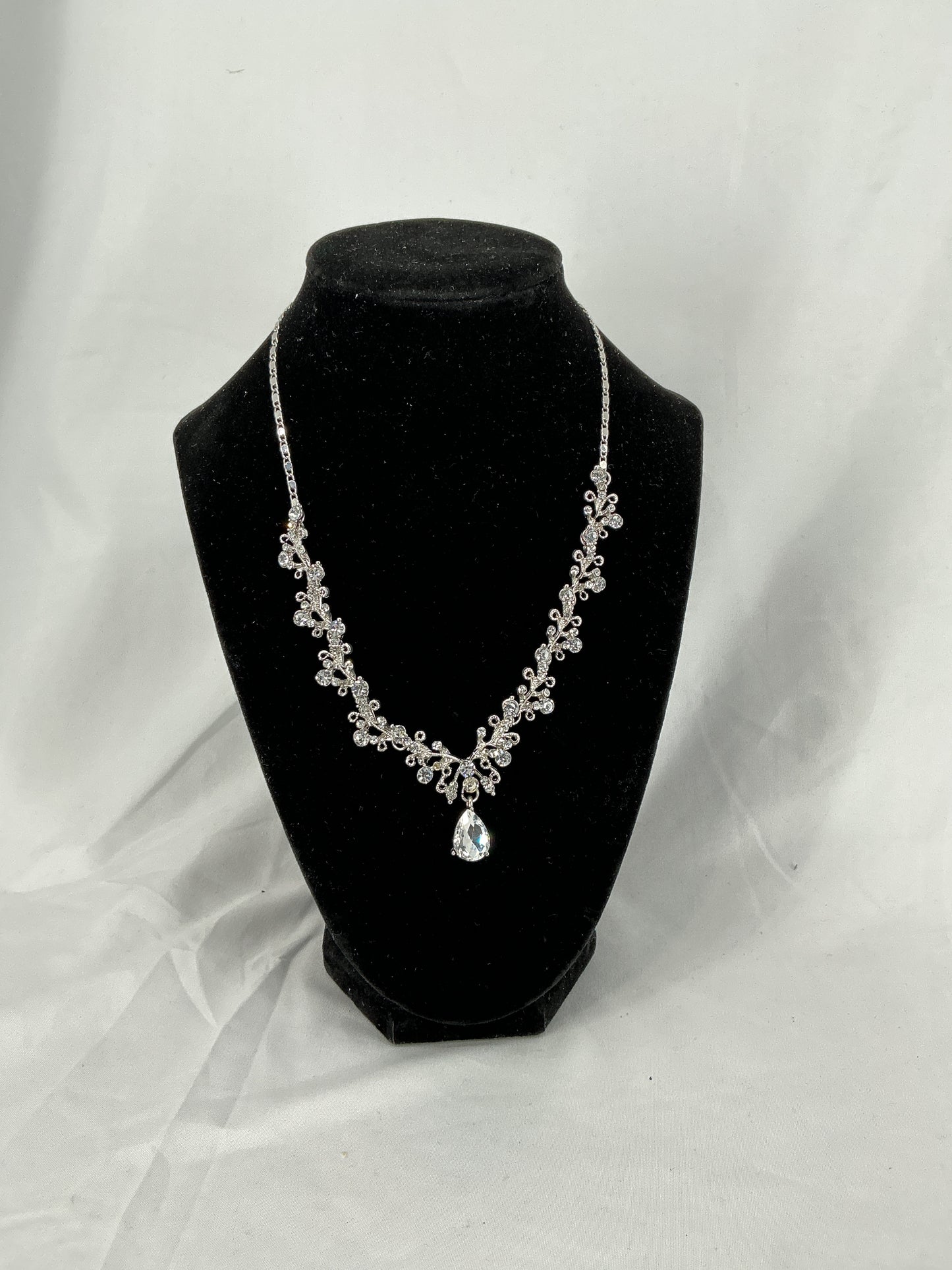 Silver Frost Vine Crystal Necklace