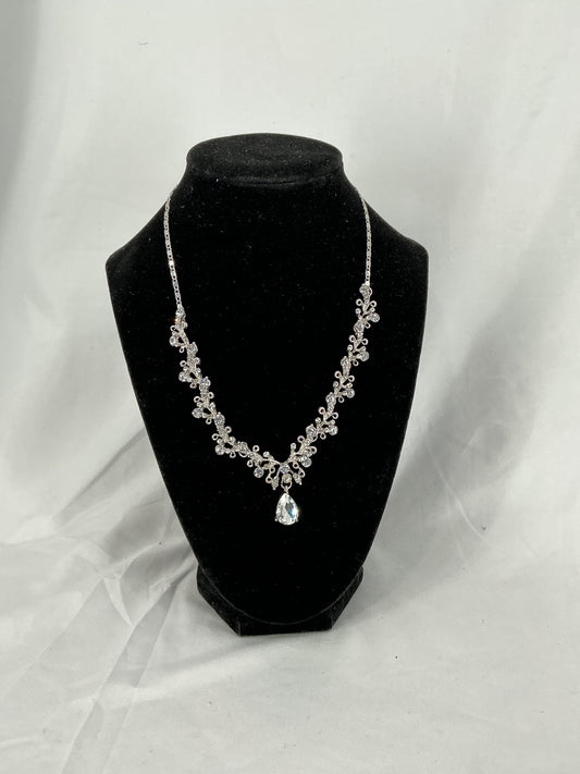 Silver Frost Vine Crystal Necklace