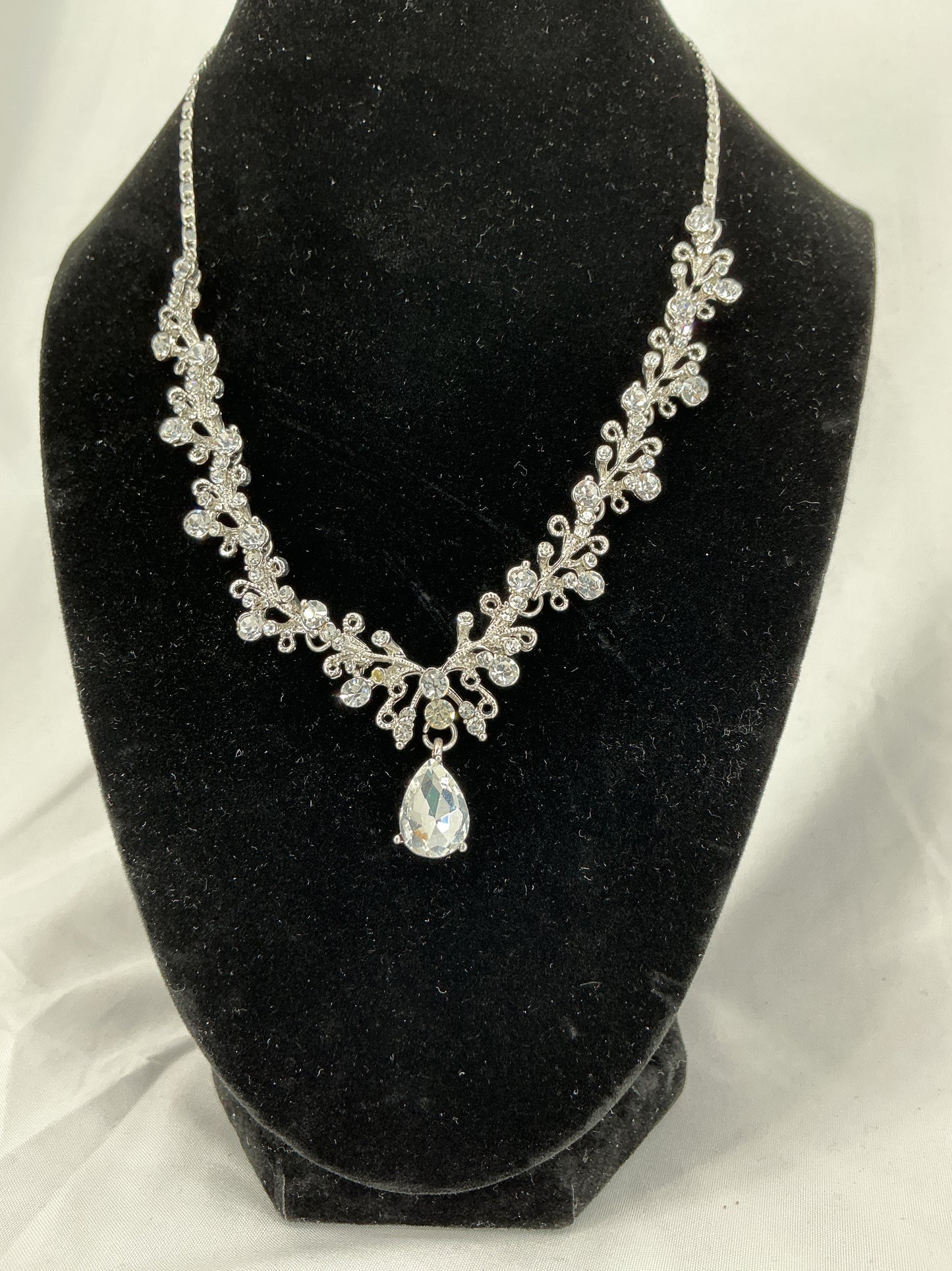 Silver Frost Vine Crystal Necklace