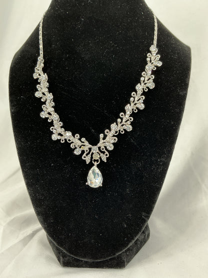 Silver Frost Vine Crystal Necklace