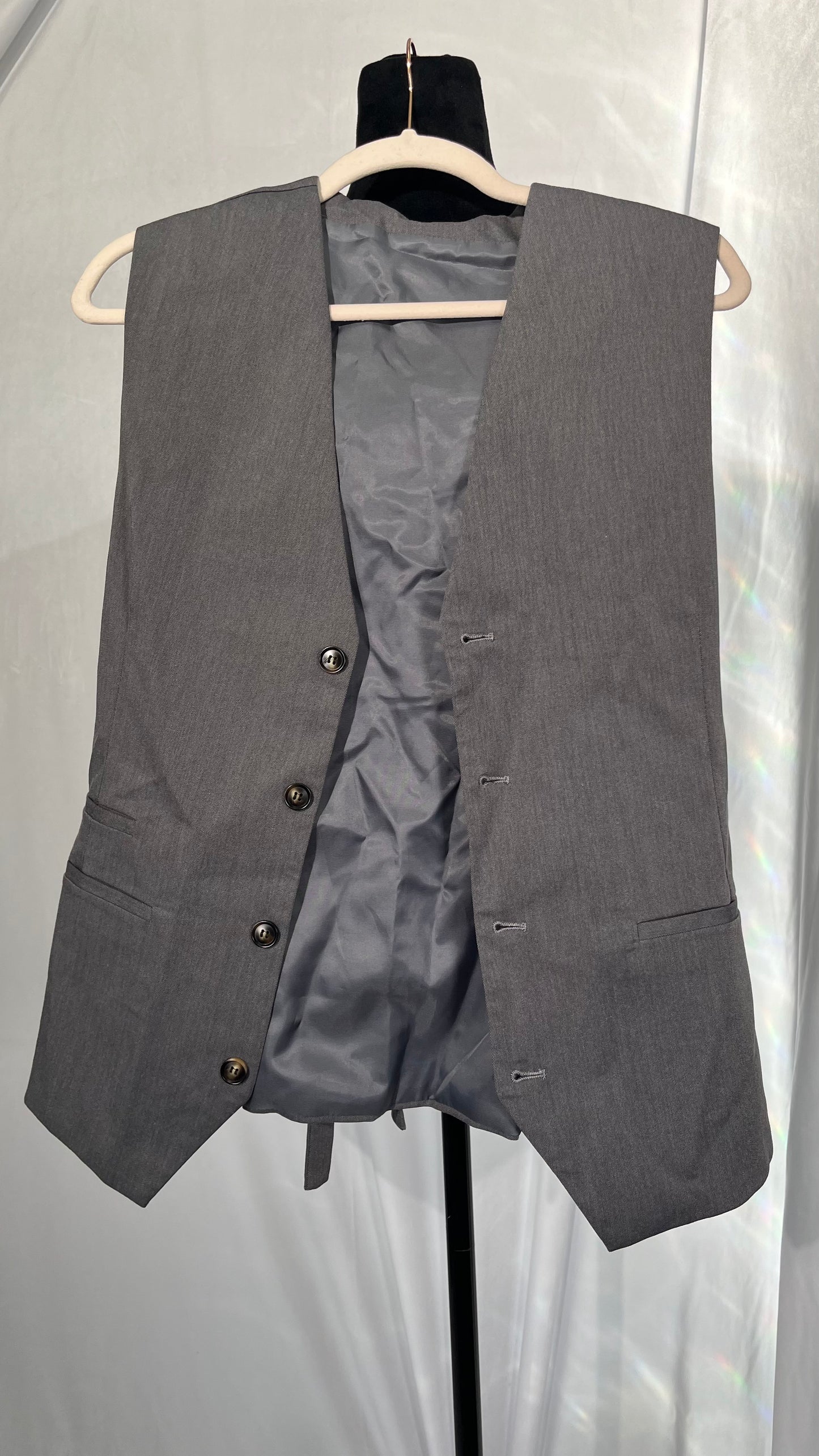 Women's Waistcoat Fully Lined 3 Button V-Neck Dressy Suit Vest Size L
