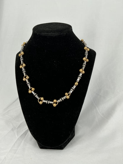 Two-Tone Geometric Link Necklace