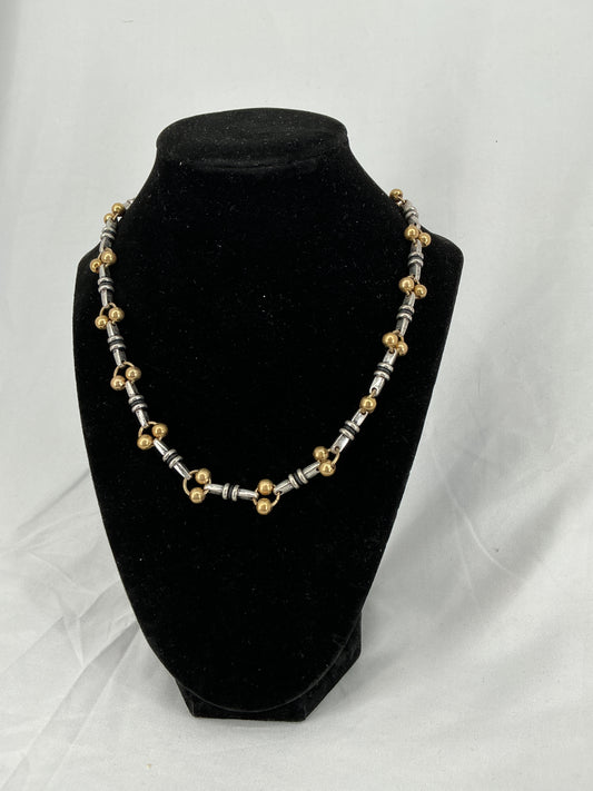Two-Tone Geometric Link Necklace