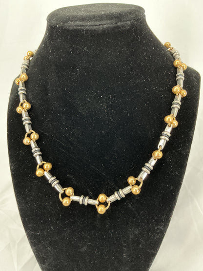 Two-Tone Geometric Link Necklace