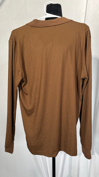 MALO Tortilla Brown Long Sleeve Men's Light Polo Sweater US 4XL IT 60 Size M