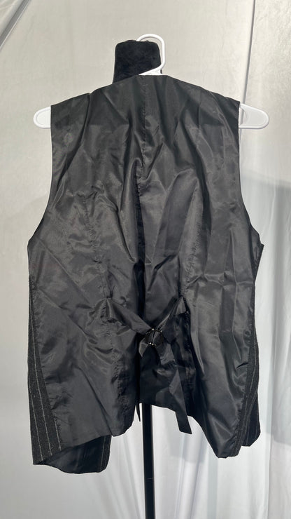 Jeovuanun Womens Striped Button Dressy Vest Jacket Casual Stretchy OL Fitted Tuxedo Suit Waistcoat  Size M