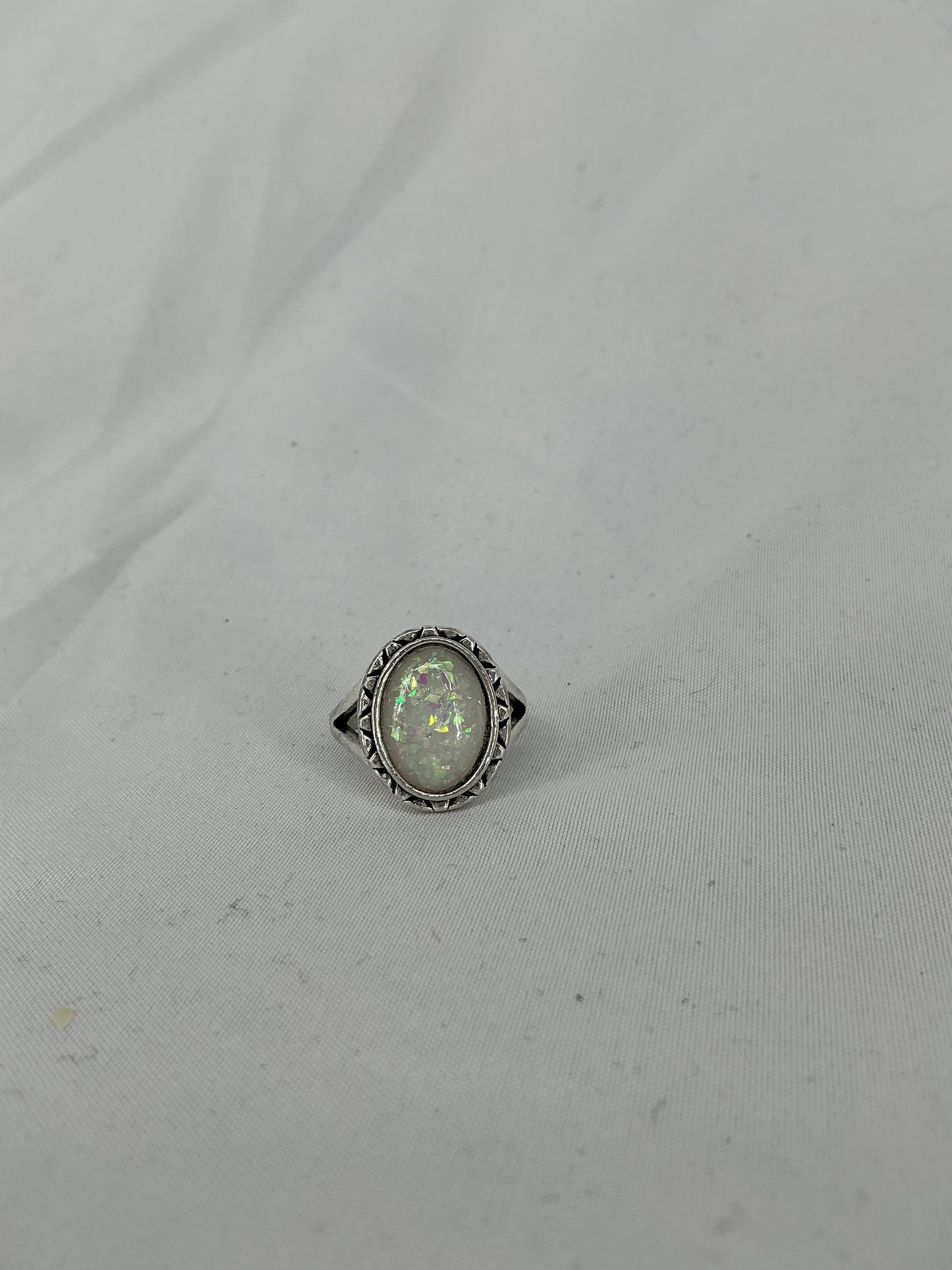Silver ring set with opal.