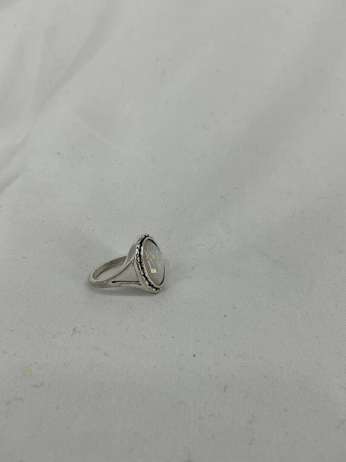 Silver ring set with opal.