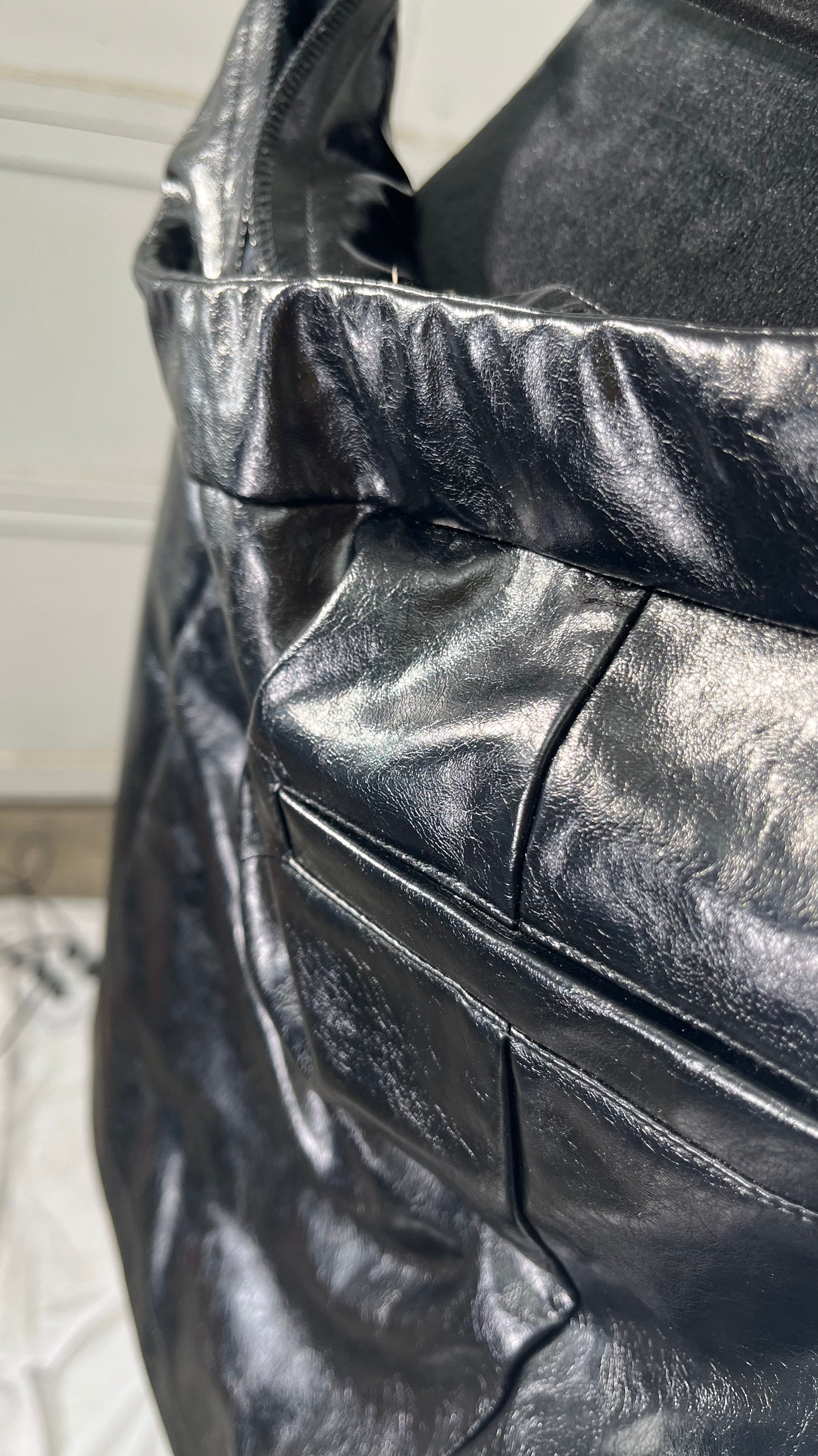 Women's PU Leather Wrap Short Skirt Zipper Front Closure Sexy Mini Skirts Black High Waisted Party Skirt Dress with PocketsSize S