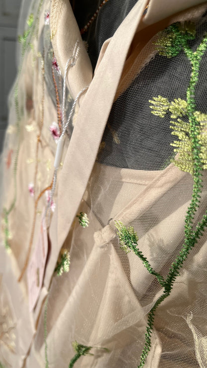 IWEMEK Women Mesh Floral Embroidery Vintage Cocktail Swing Dress Illusion 50s Goth Flared A line Casual Wedding Prom Evening Dress Size No