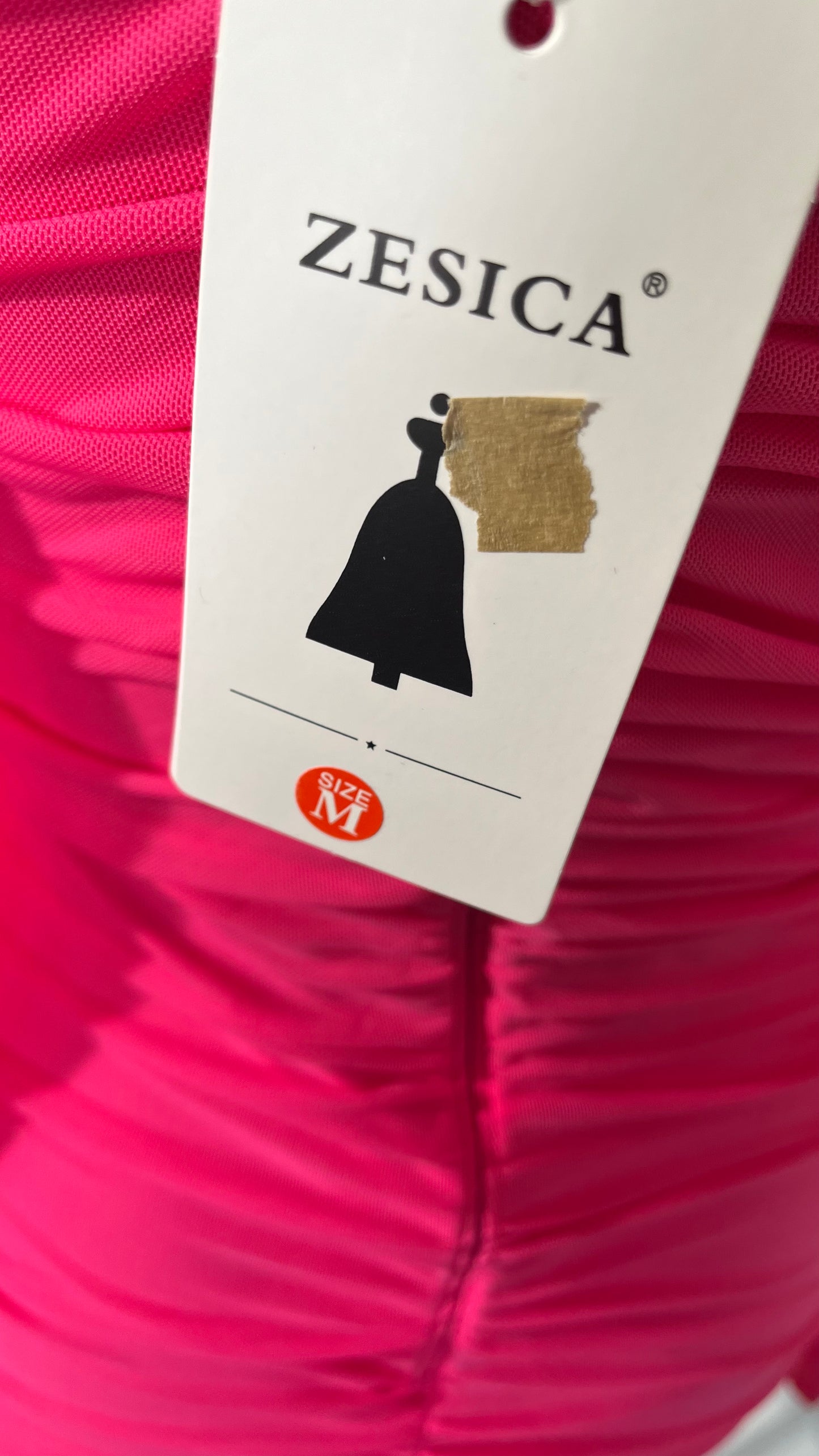 WAFIYAH FASHION Fuchsia Pink V-Neck Knitted Dress, Long Sleeves, Knee Length Size M