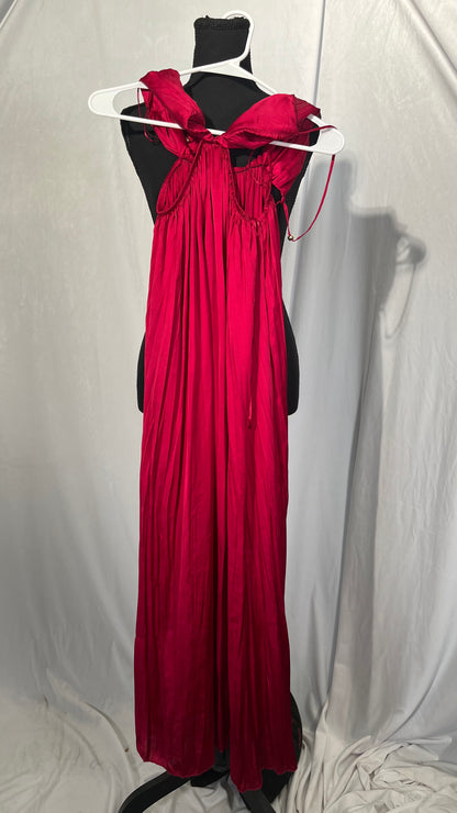 Maternity Dresses Wrap Tulle Maternity Dress Sexy Tube Top Maternity Dress, Trailing Dress Shooting Props, Comfortable Lace Pregnancy Gown (Color : Red, Size : Bust98cm) Size S