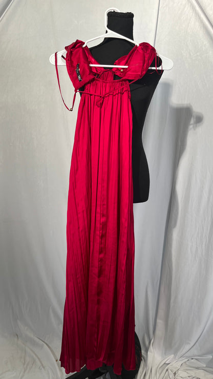 Maternity Dresses Wrap Tulle Maternity Dress Sexy Tube Top Maternity Dress, Trailing Dress Shooting Props, Comfortable Lace Pregnancy Gown (Color : Red, Size : Bust98cm) Size S