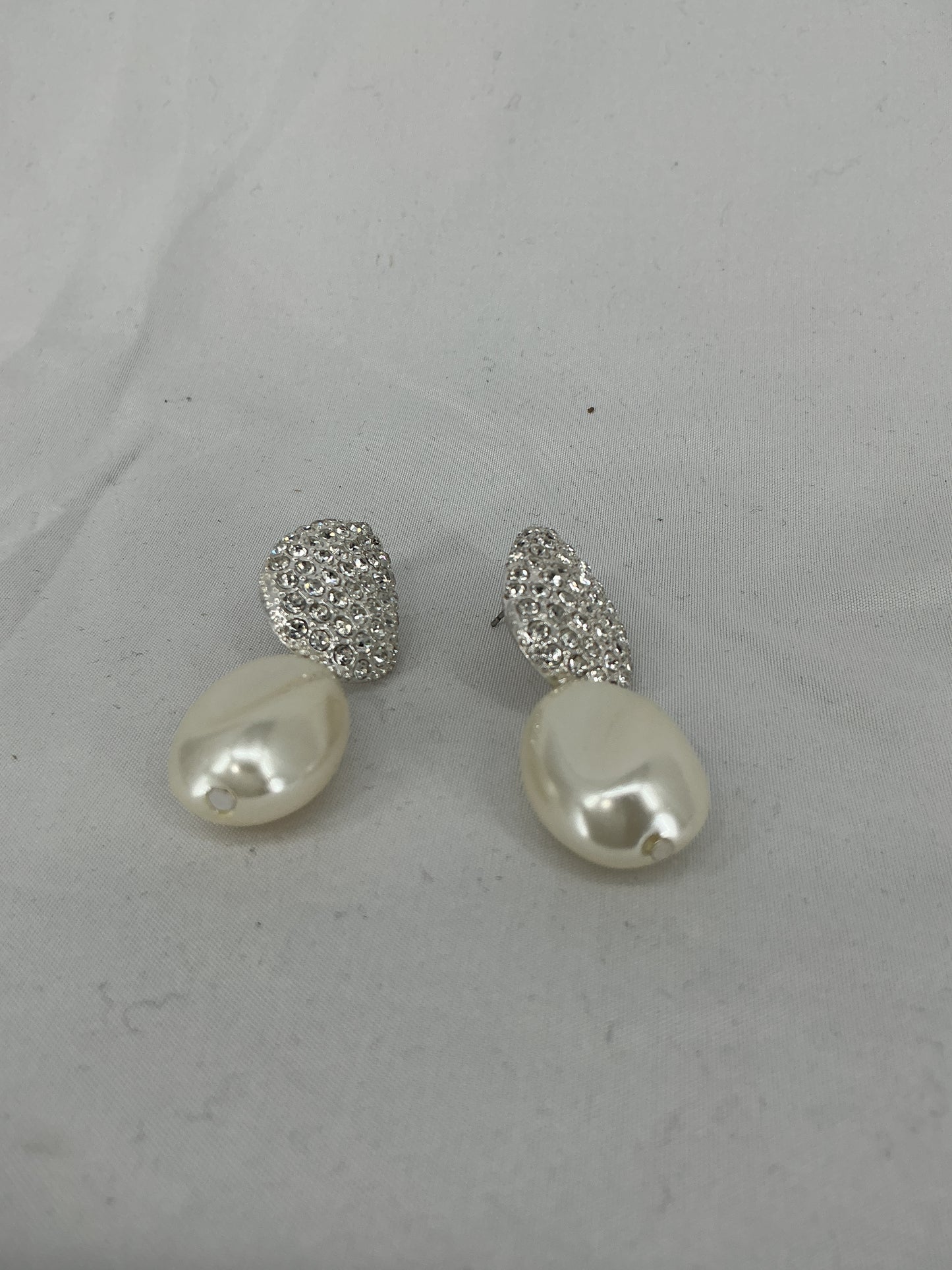 Diamond and pearl drop earrings