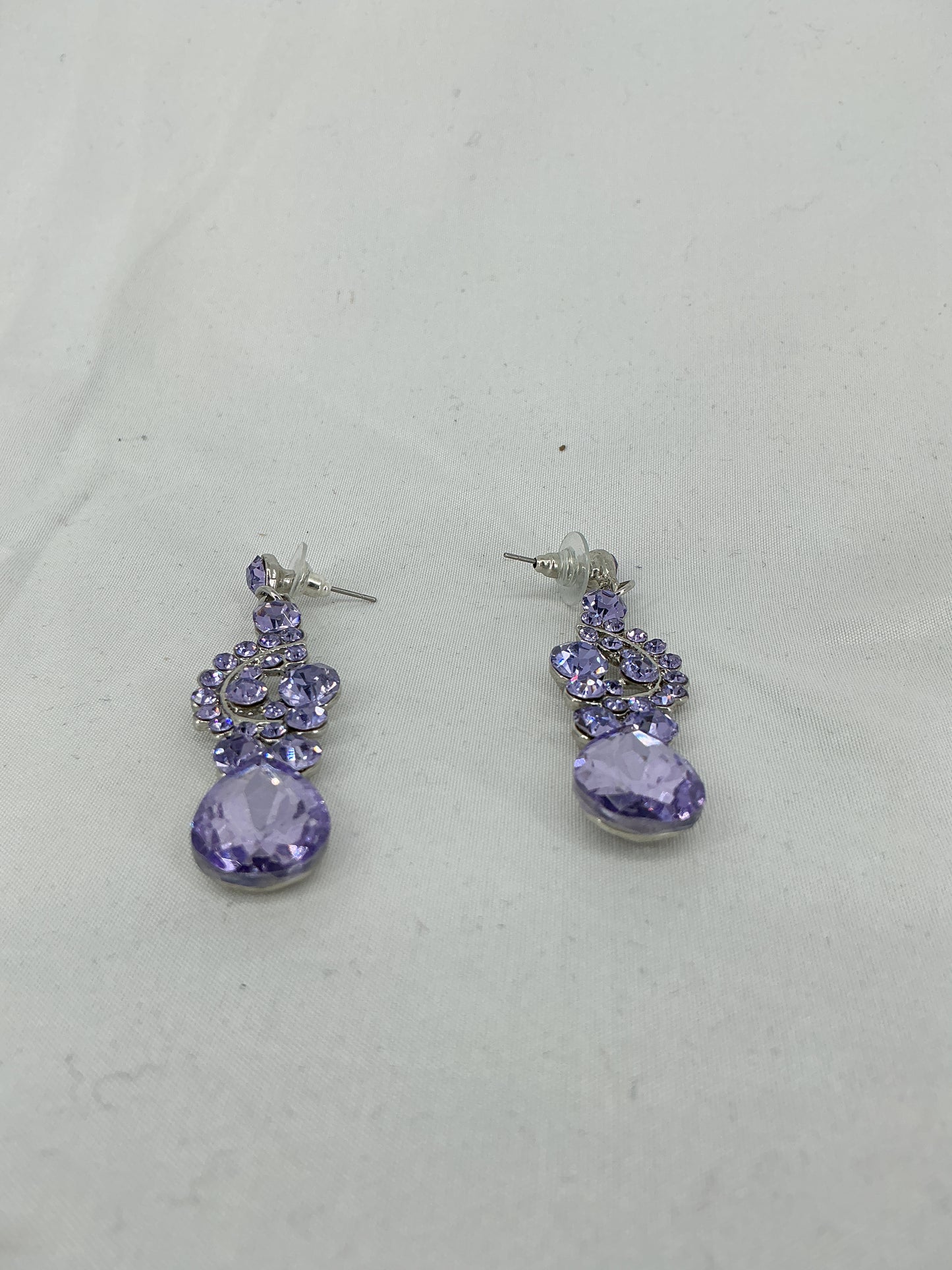 Purple rhinestone dangle earrings